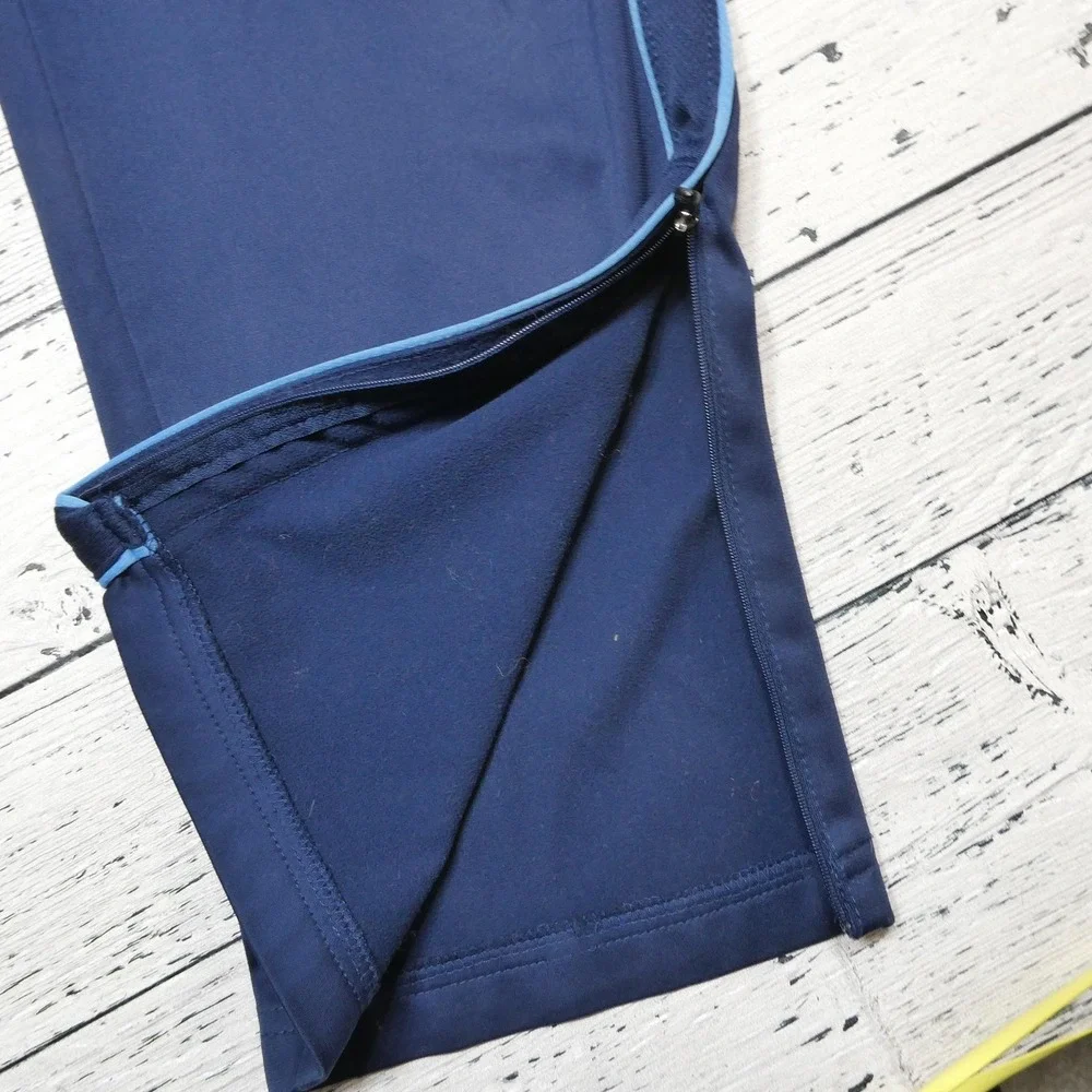 Starter‎ Track Pants Mens Medium Blue Knit Elastic Waist Zip Pocket Side Stripe